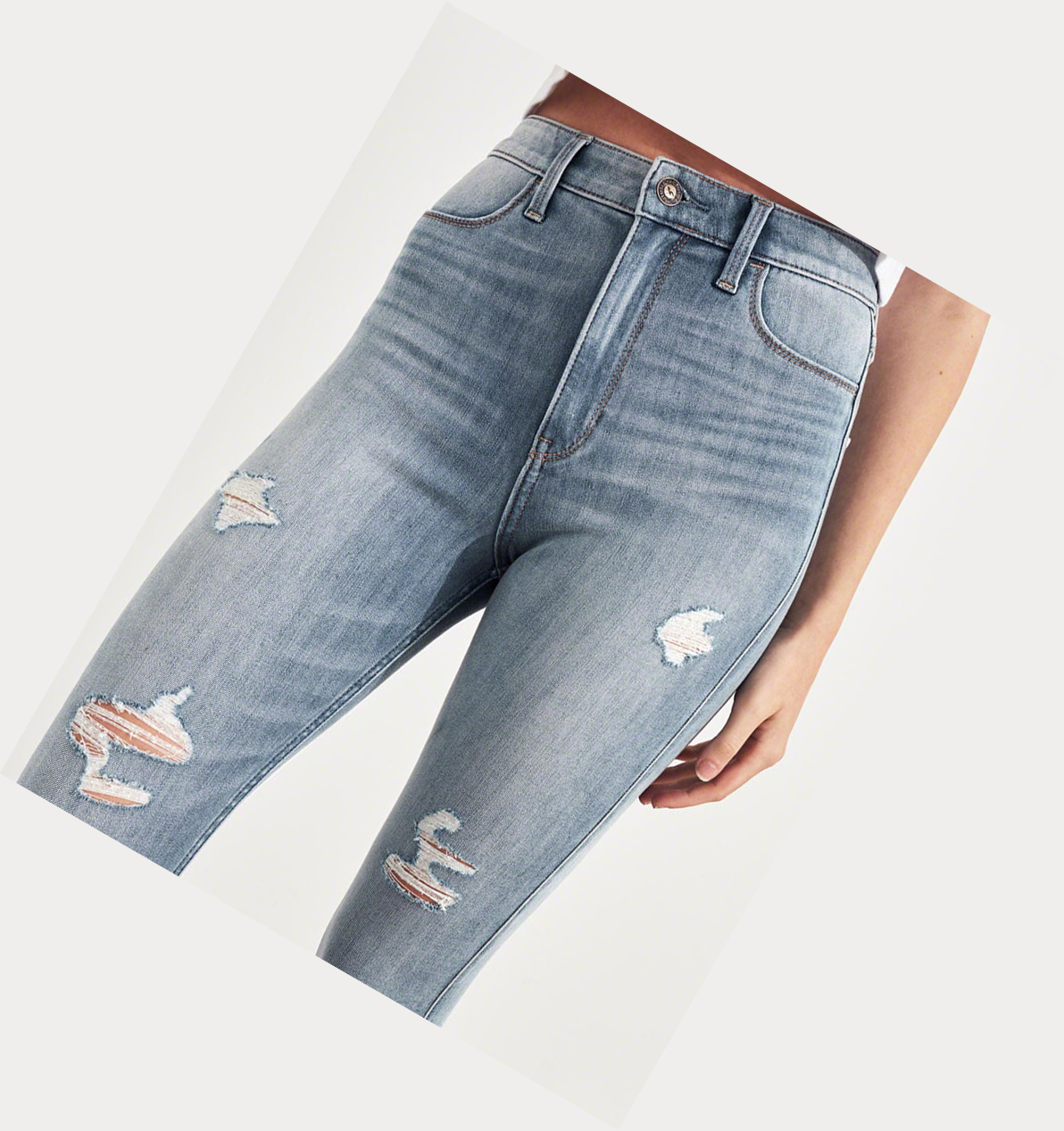 Light Wash Women's Hollister Extreme Stretch Ultra High-Rise Extreme Skinny Jeans | UK-625MILB