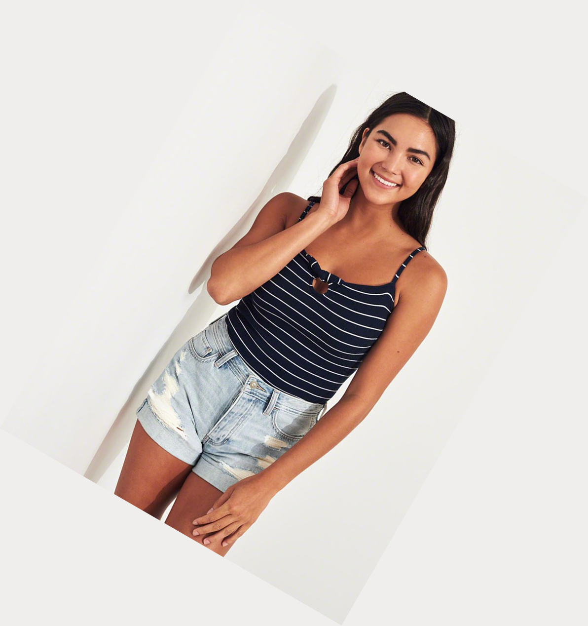 Light Wash Women's Hollister High-Rise Denim Boyfriend Shorts | UK-102RUTA