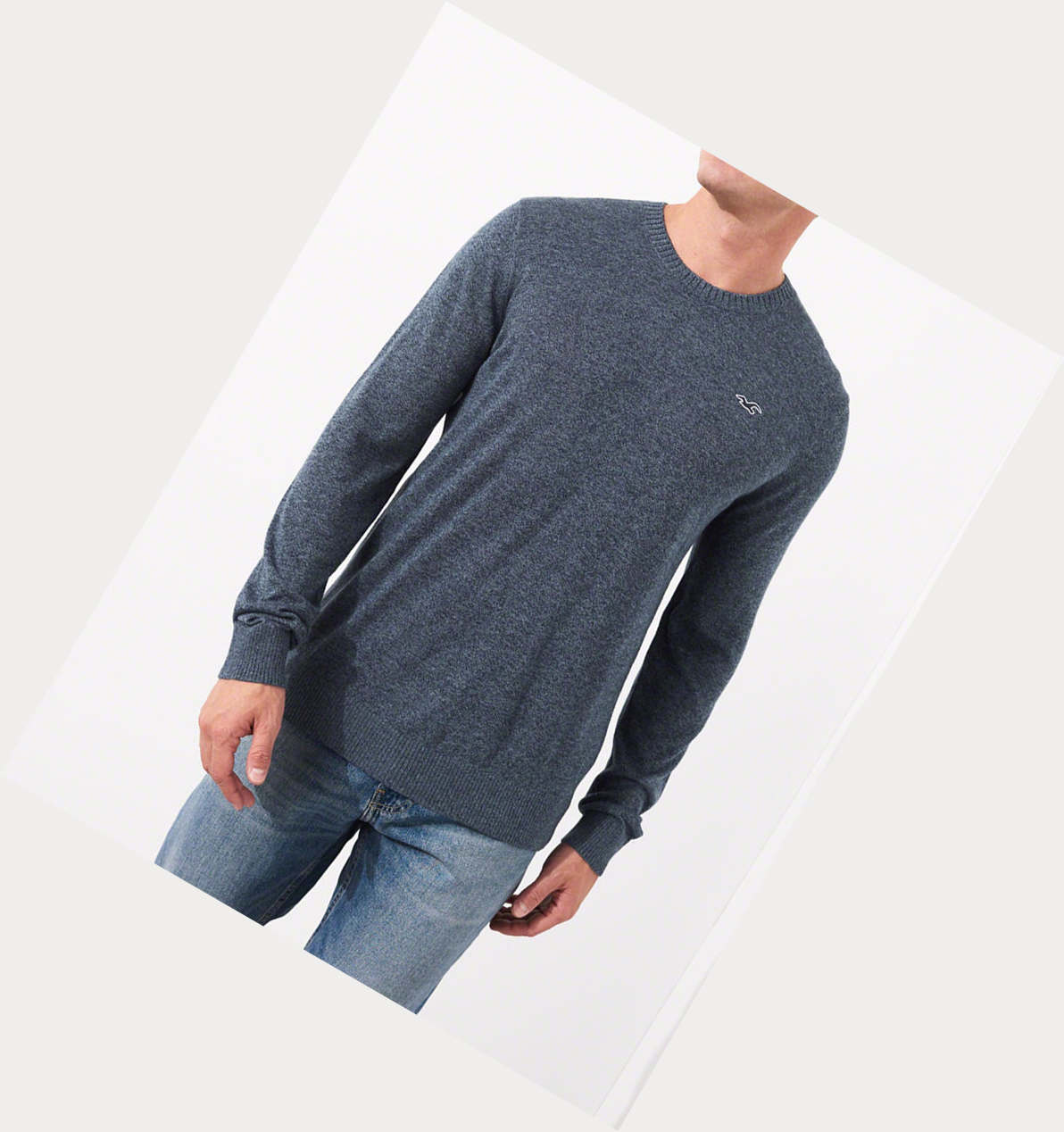 Navy Men's Hollister Lightweight Crewneck Sweaters | UK-904MKPU