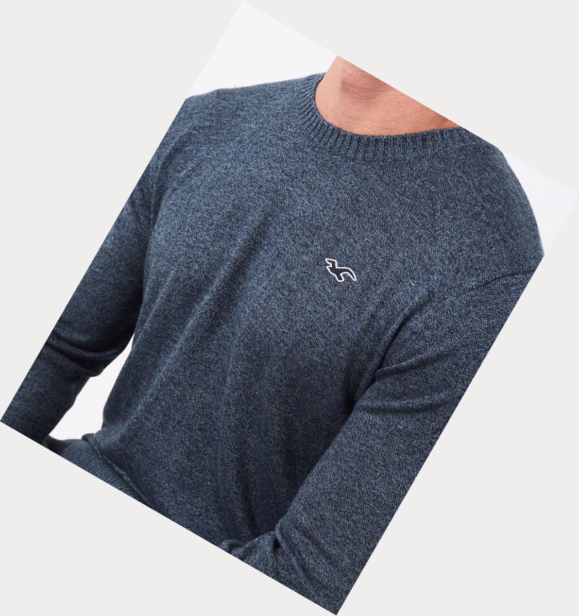 Navy Men's Hollister Lightweight Crewneck Sweaters | UK-904MKPU