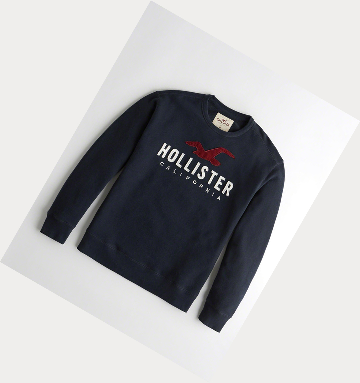 Navy Men\'s Hollister Logo Graphic Crewneck Sweatshirts | UK-479WRGJ