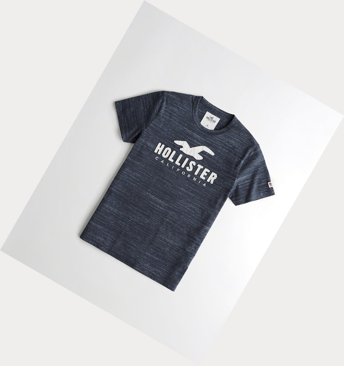 Navy Men\'s Hollister Logo Short Sleeve | UK-790ZGIA