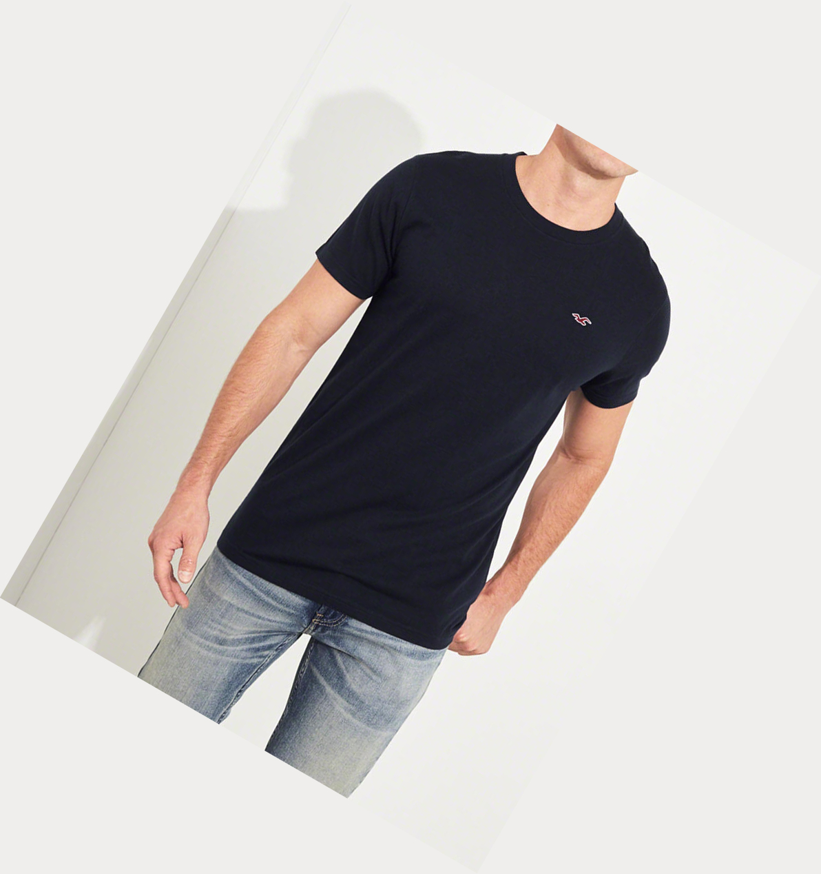 Navy Men's Hollister Must-Have Crewneck Short Sleeve | UK-380SCJQ