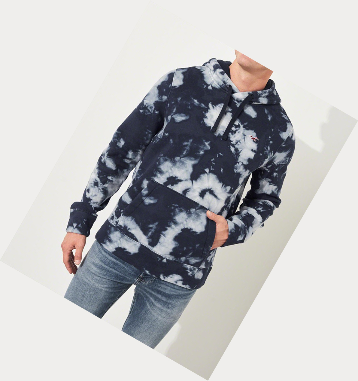 Navy Men's Hollister Tie-Dye Icon Hoodie | UK-185IAFR