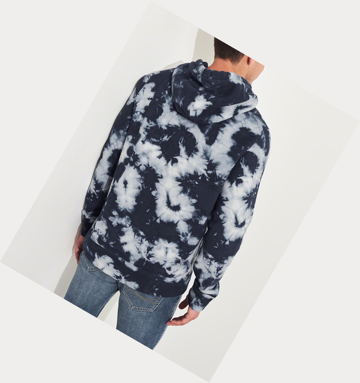 Navy Men's Hollister Tie-Dye Icon Hoodie | UK-185IAFR