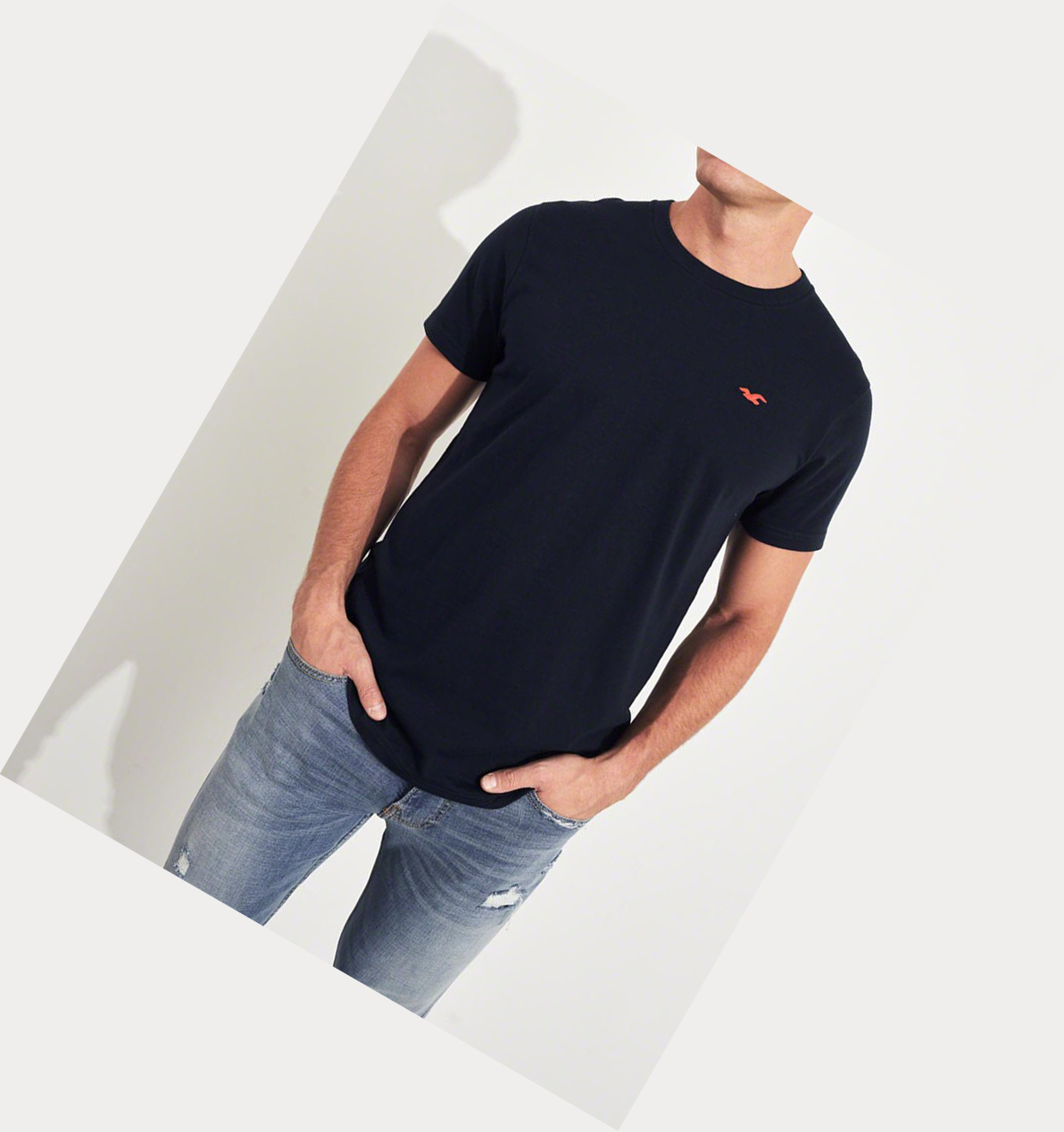 Navy Orange Men's Hollister Must-Have Crewneck Short Sleeve | UK-268RDWC