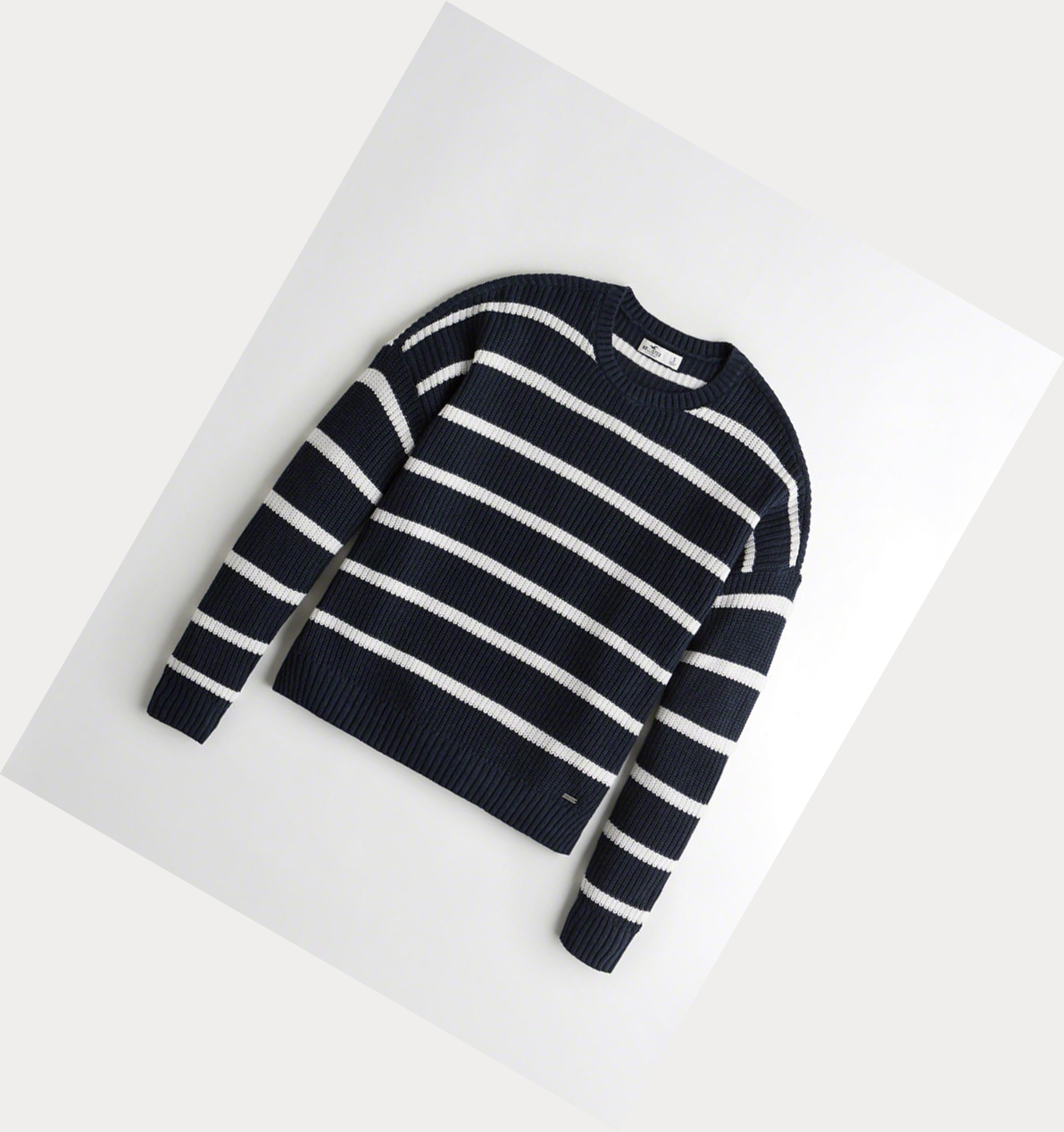 Navy Stripes Women\'s Hollister Crewneck Sweaters | UK-185LWJR