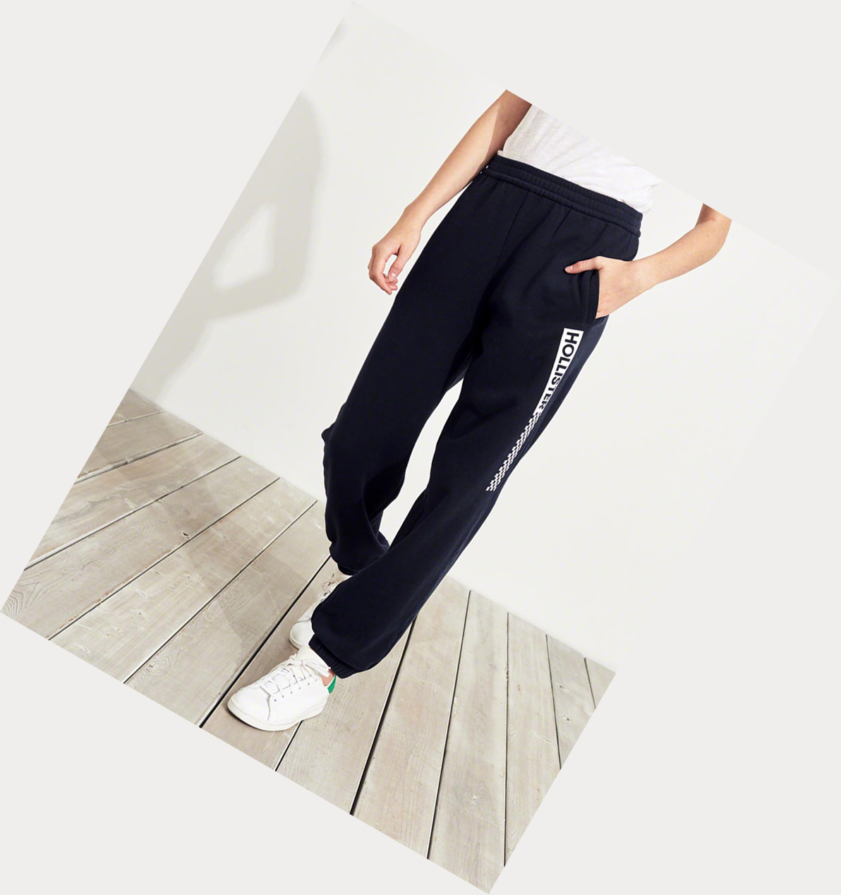 Navy Women's Hollister High-Rise Banded Boyfriend Sweatpants | UK-715LSFU