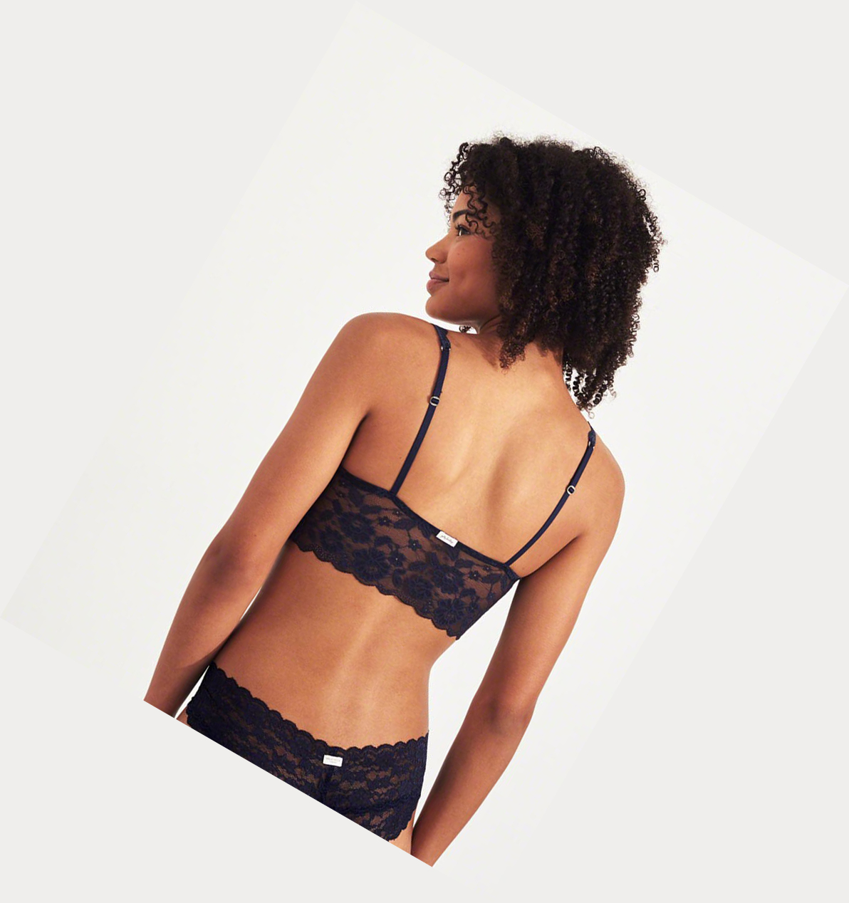 Navy Women's Hollister Lace Longline With Removable Pads Bras | UK-213RIKT