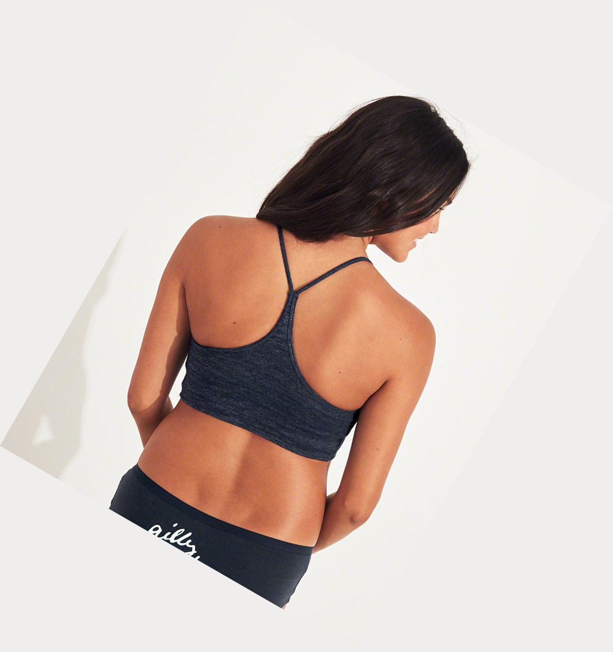 Navy Women's Hollister Scoop Longline With Removable Pads Bras | UK-601YEZX