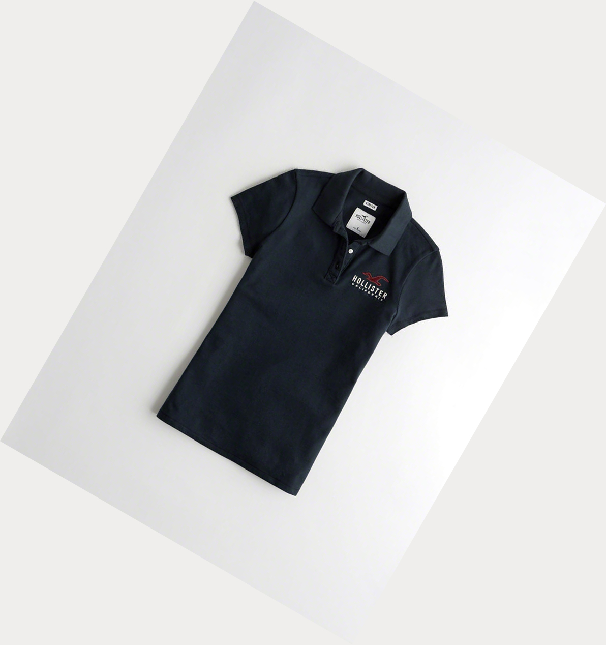 Navy Women\'s Hollister Slim Logo Polo Shirts | UK-709BAHQ