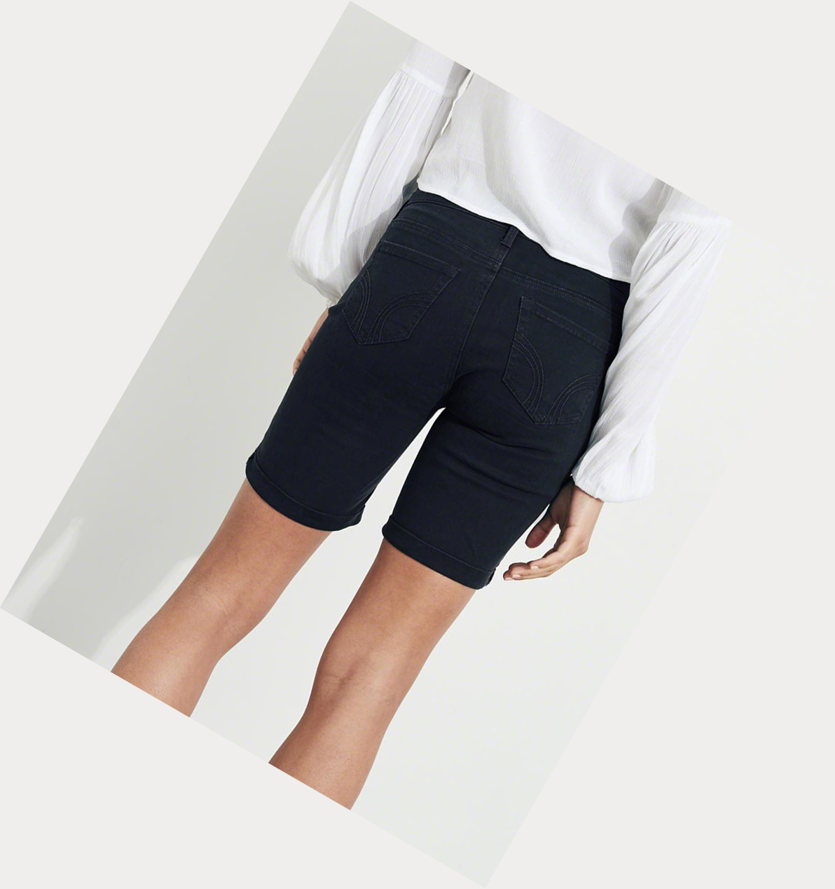 Navy Women's Hollister Stretch Low-Rise Twill Shorts | UK-317EIOM