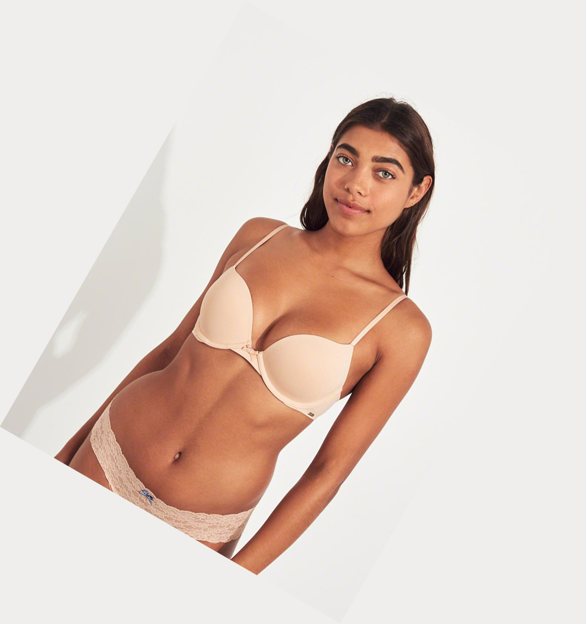 Nude Women's Hollister Lightly Lined Plunge Bras | UK-872AQRI