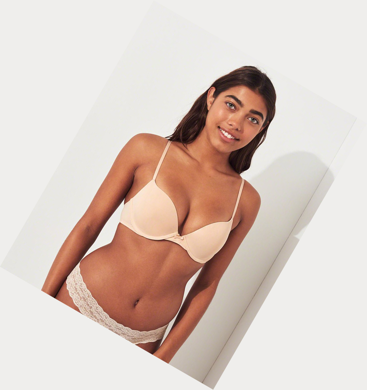 Nude Women's Hollister Push-Up Plunge Bras | UK-126RVJZ