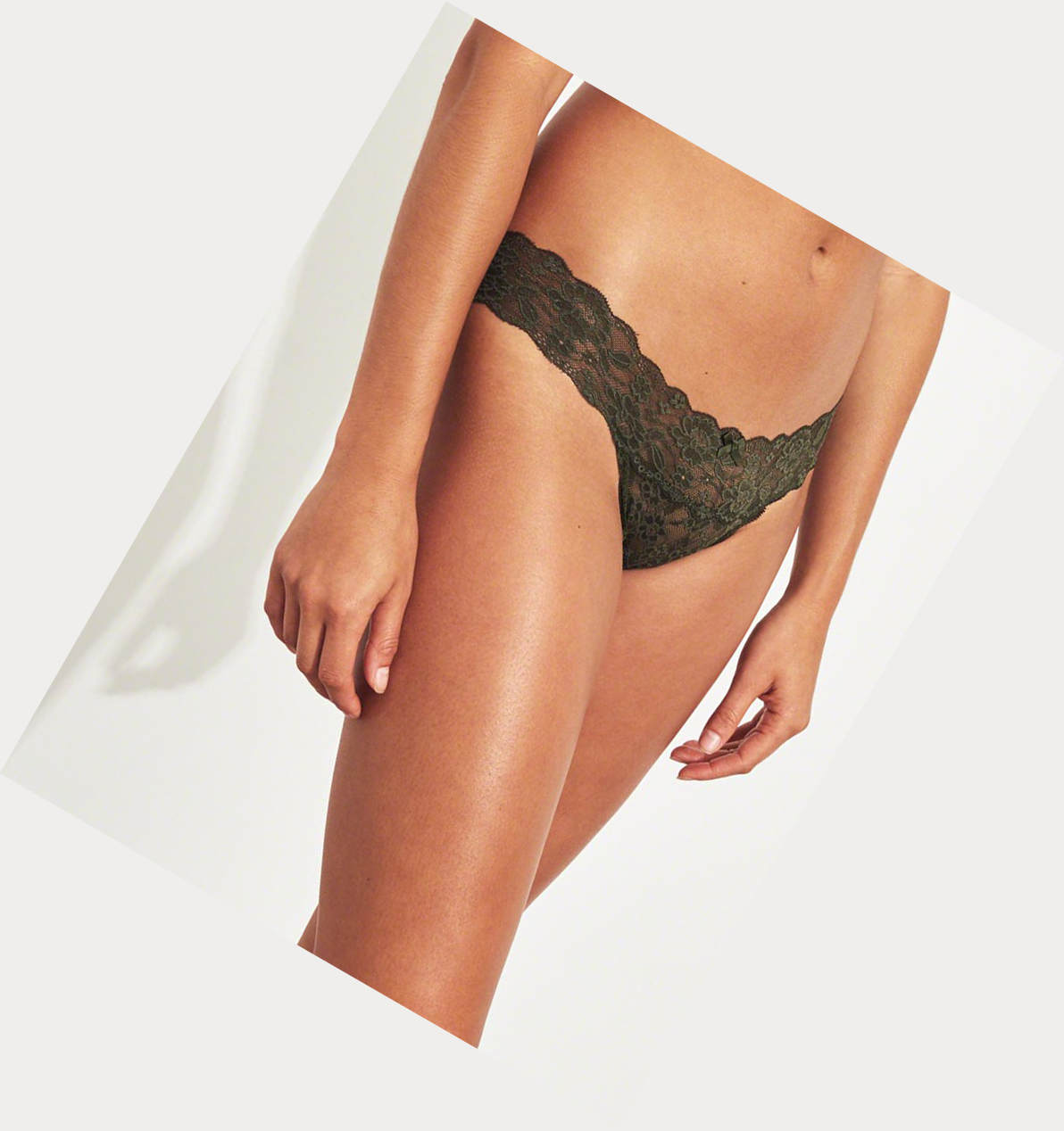 Olive Women's Hollister Lace Cheeky Underwear | UK-128HPWG