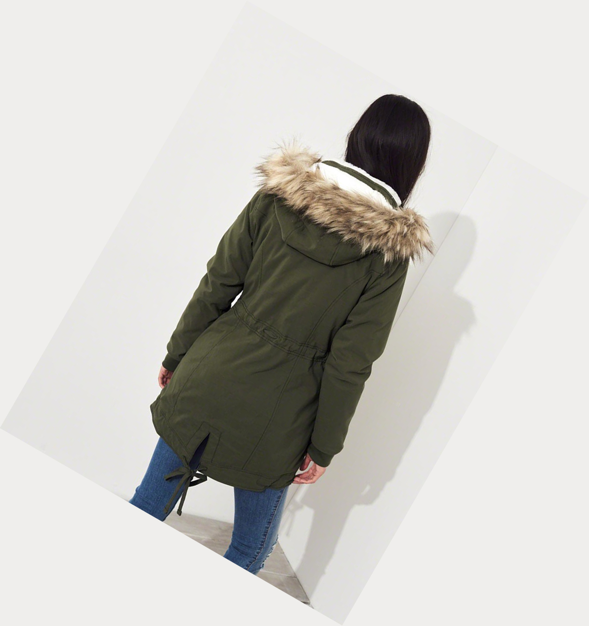 Olive Women's Hollister Stretch Cozy-Lined Parka Jackets | UK-231WOGT