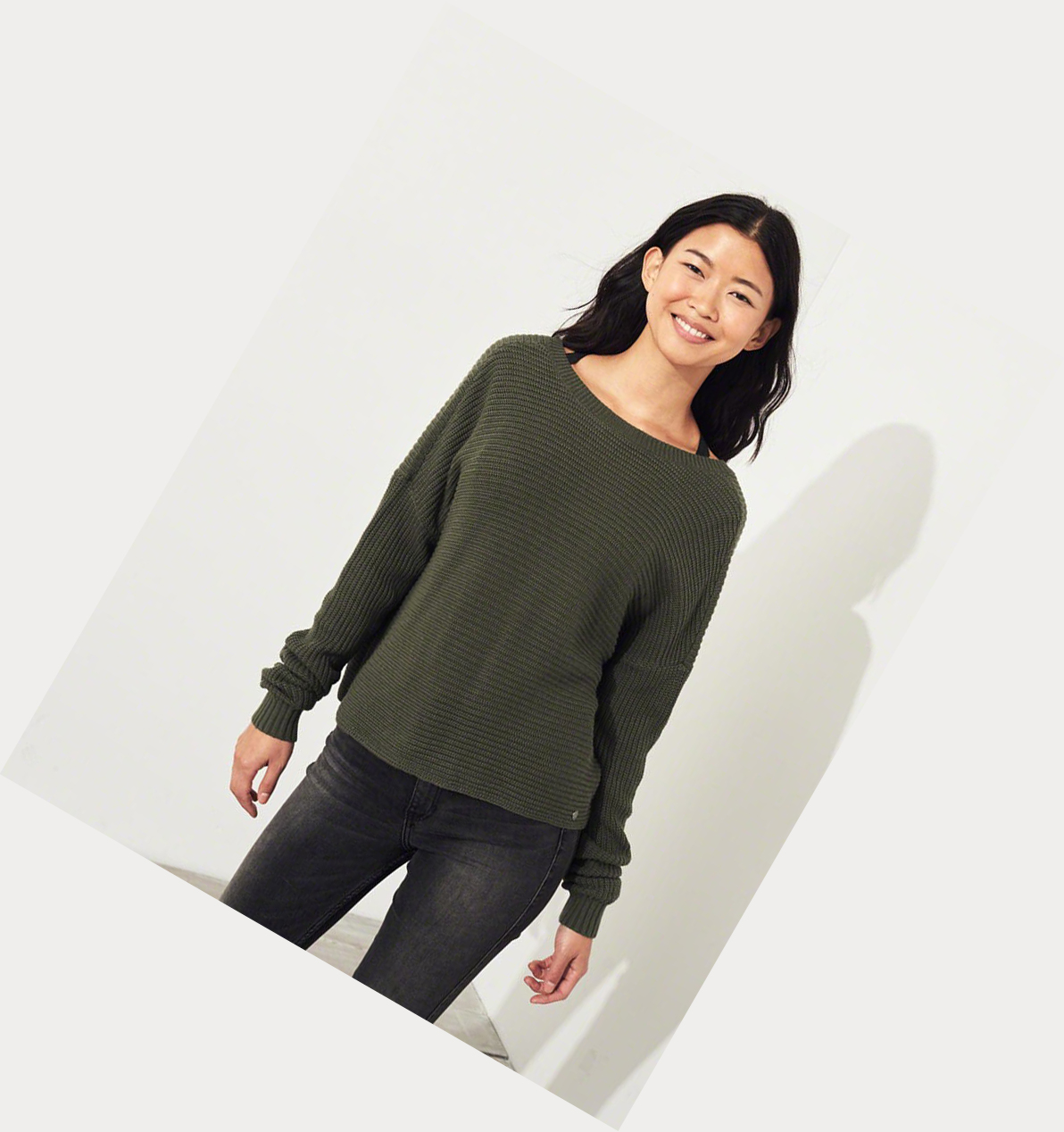 Olive Women's Hollister Twist-Back Sweaters | UK-916LPEF