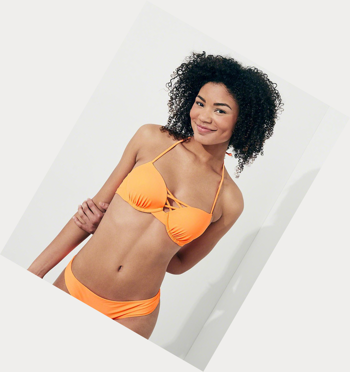 Orange Women's Hollister Strappy Lightly Lined Plunge Bikini Tops | UK-486RXJP