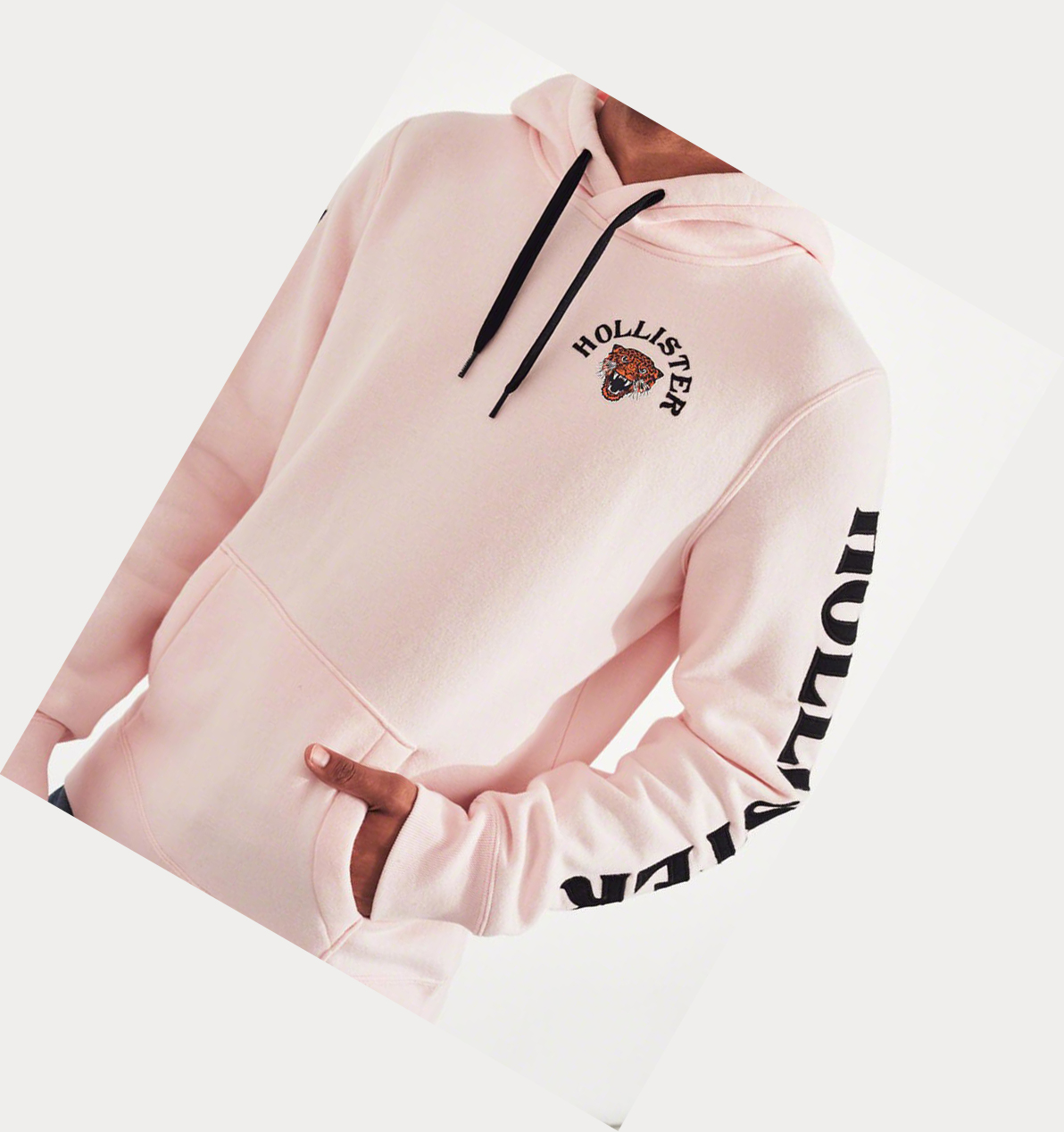 Pink Men's Hollister Leopard Applique Hoodie | UK-498ONWS