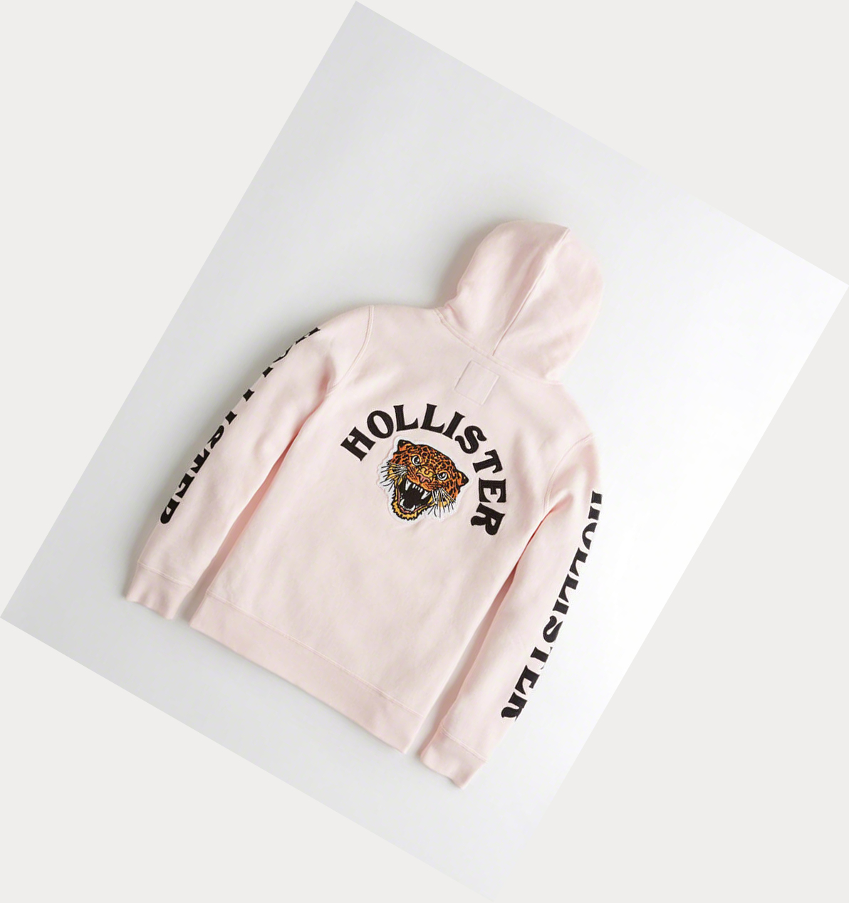 Pink Men\'s Hollister Leopard Applique Hoodie | UK-498ONWS