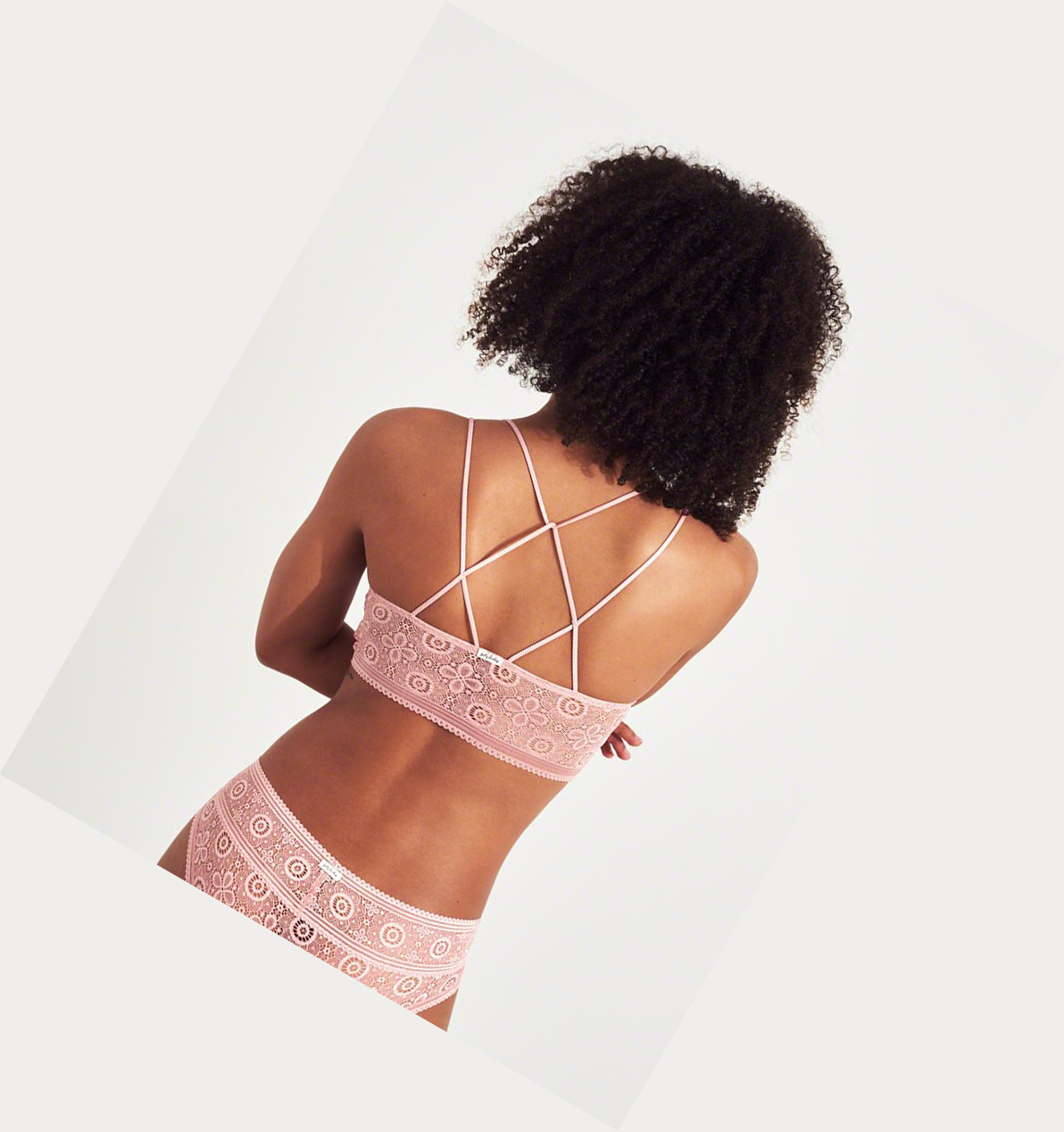 Pink Women's Hollister Strappy Longline With Removable Pads Bras | UK-287MCRG