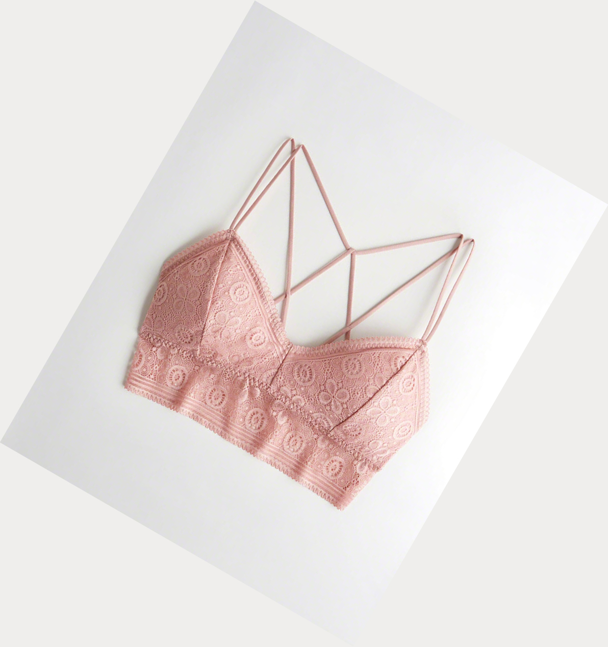 Pink Women\'s Hollister Strappy Longline With Removable Pads Bras | UK-287MCRG