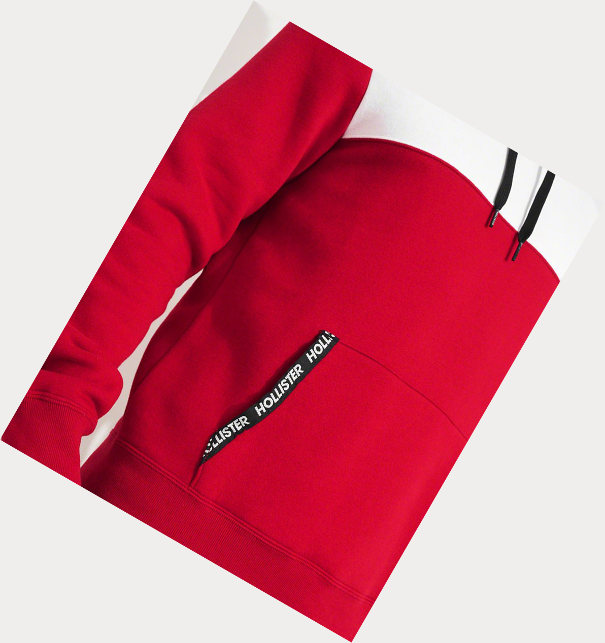 Red Men's Hollister Colorblock Logo Hoodie | UK-932SOBC