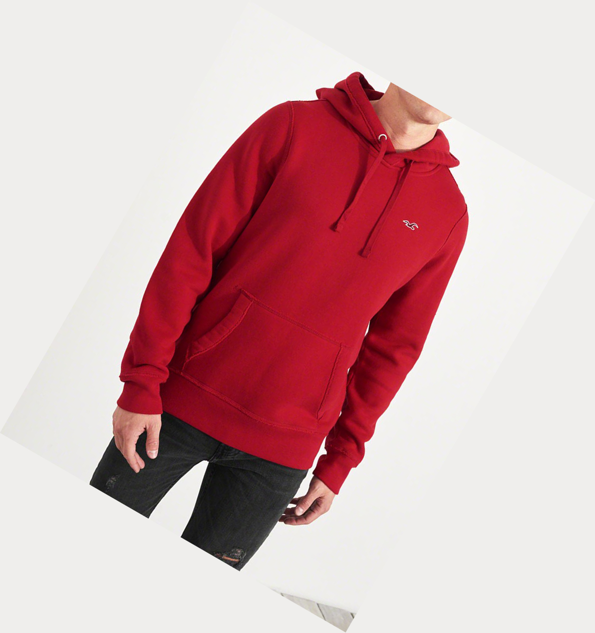 Red Men's Hollister Icon Hoodie | UK-147KMXG