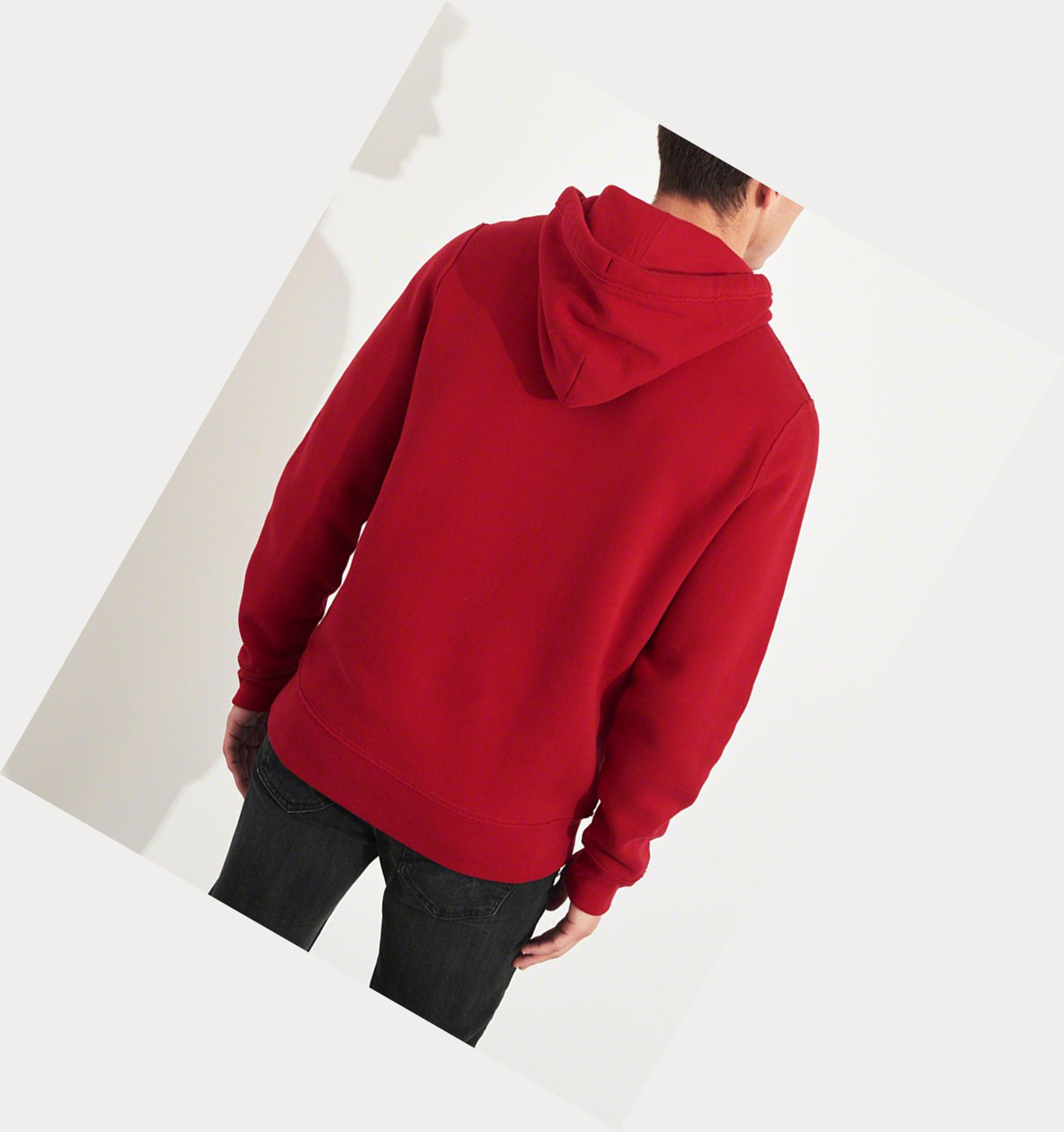 Red Men's Hollister Icon Hoodie | UK-147KMXG