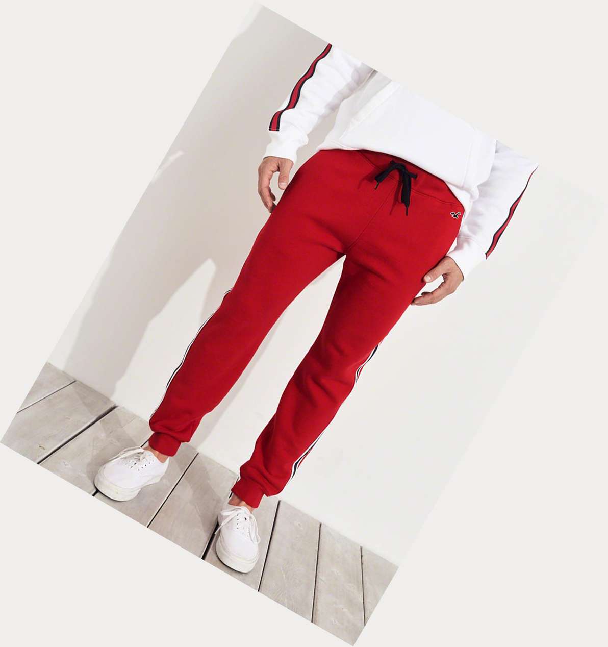 Red Men's Hollister Side-Stripe Jogger | UK-497OWJH