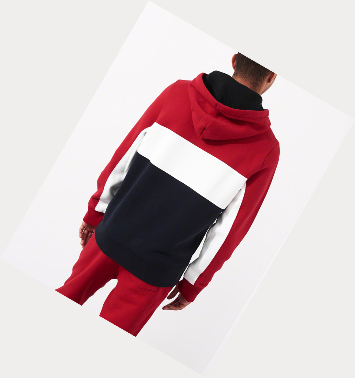 Red Navy Men's Hollister Colorblock Half-Zip Hoodie | UK-248BMIS