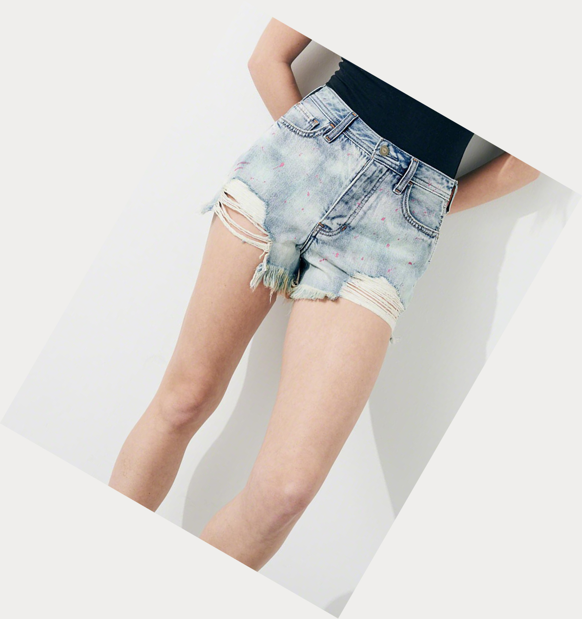 Red Wash Women's Hollister High-Rise Denim Boyfriend Shorts | UK-365KIVG