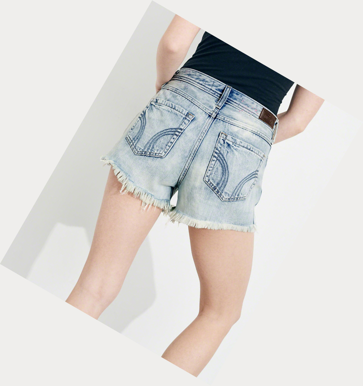 Red Wash Women's Hollister High-Rise Denim Boyfriend Shorts | UK-365KIVG