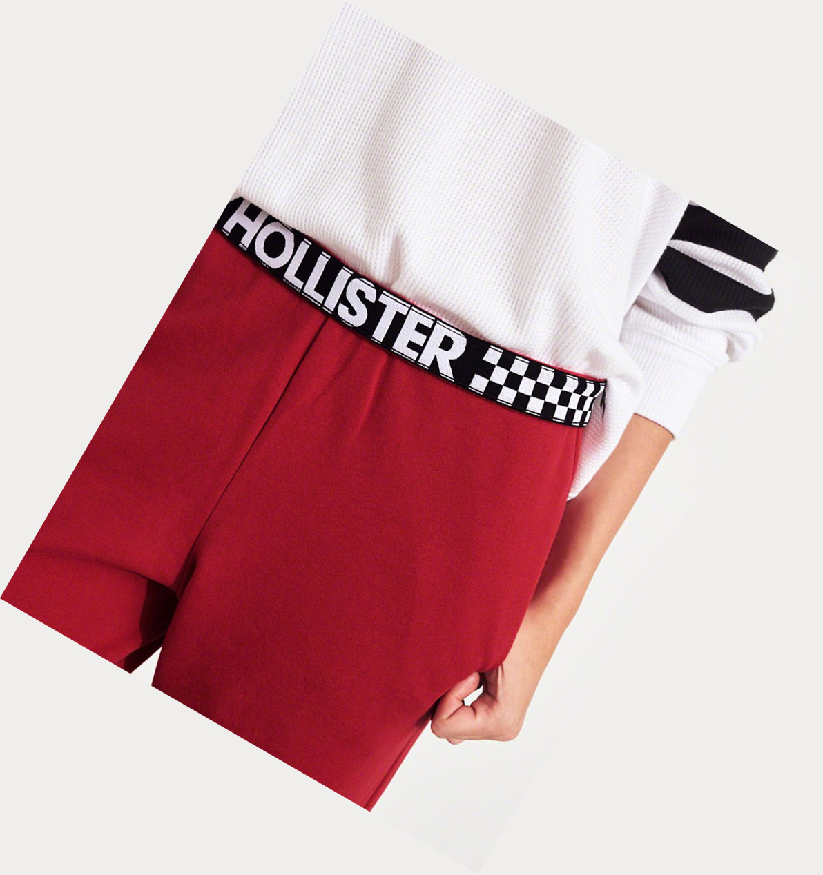 Red Women's Hollister Adjustable-Rise Boyfriend Sweatpants | UK-308PTAM