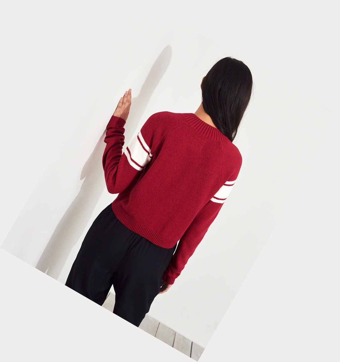 Red Women's Hollister Crop Half-Zip Sweaters | UK-014DTLS