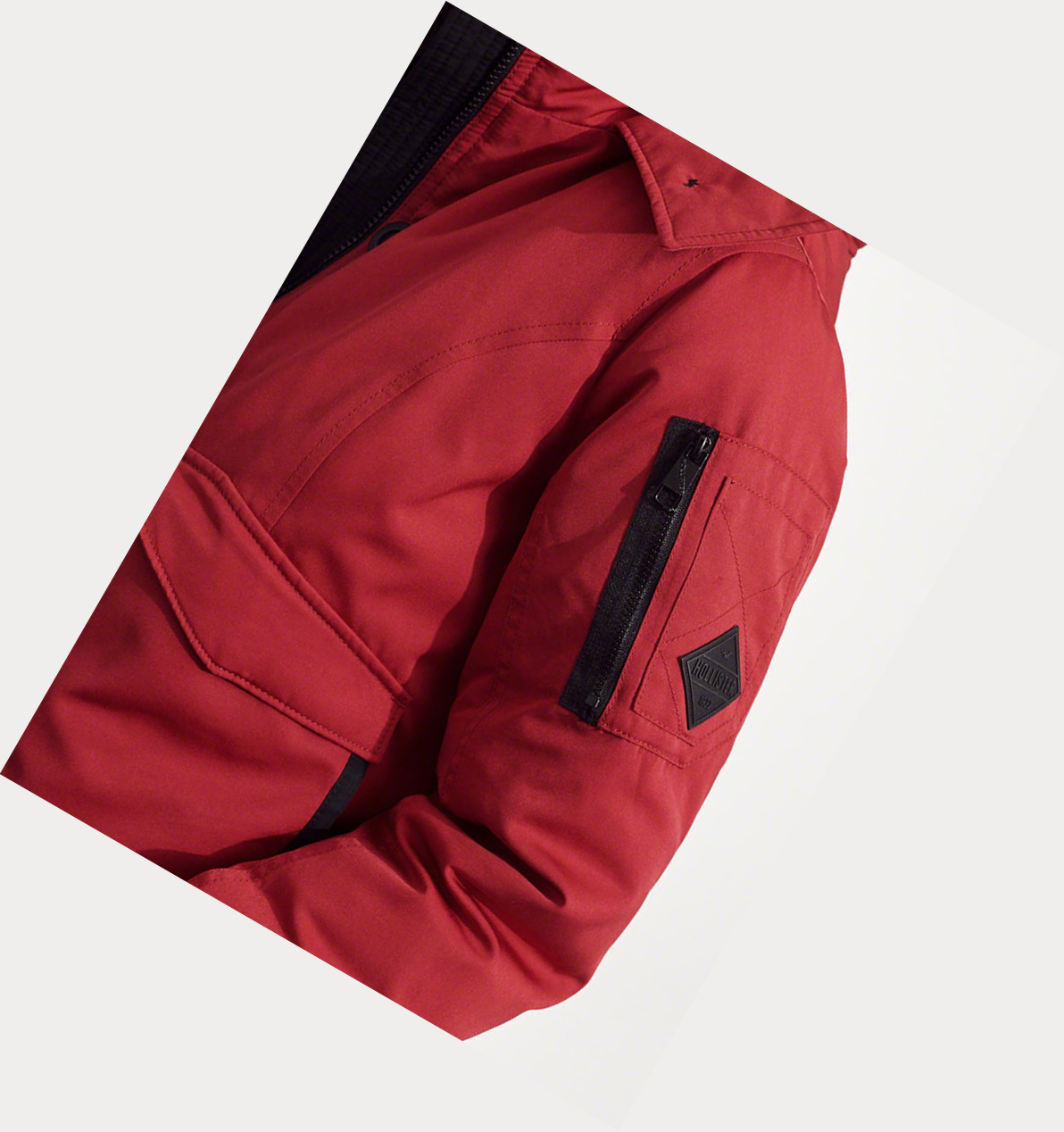 Red Women's Hollister Down Bomber Jackets | UK-740XINR