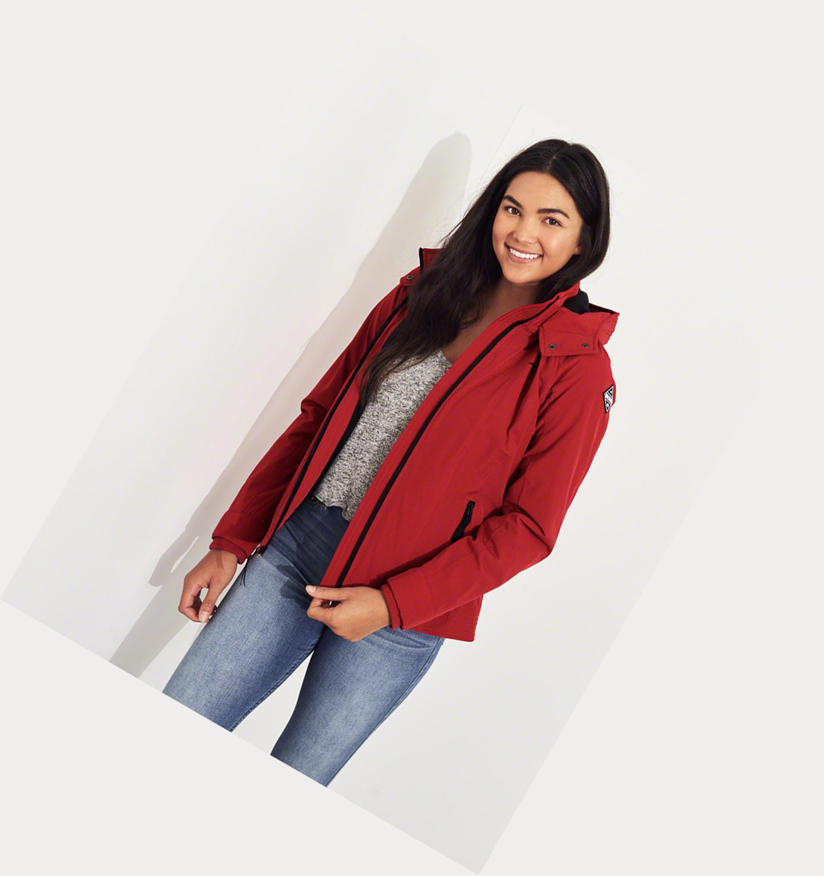 Red Women's Hollister Fleece-Lined Jackets | UK-591NXWZ