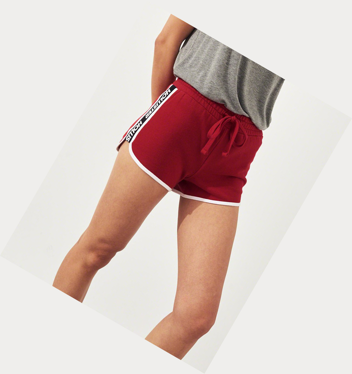 Red Women's Hollister High-Rise Fleece Curved Hem Shorts | UK-863JCFR