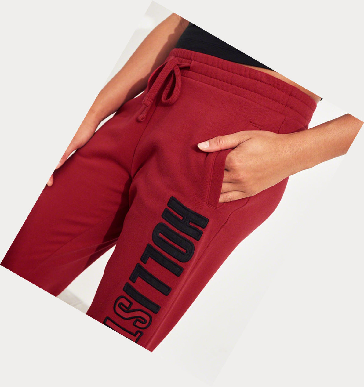 Red Women's Hollister Mid-Rise Fleece Sweatpants | UK-106MNKQ