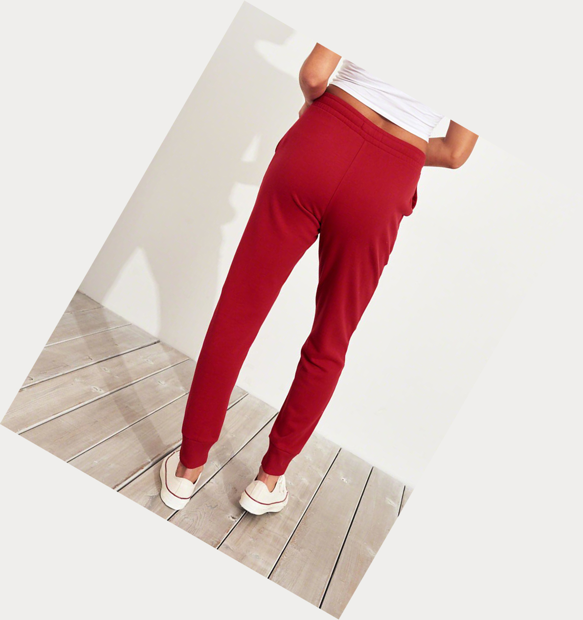 Red Women's Hollister Mid-Rise Fleece Sweatpants | UK-936RUVZ