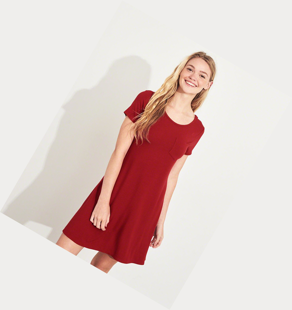 Red Women's Hollister Open-Back T-Shirt Dress | UK-713PKSO