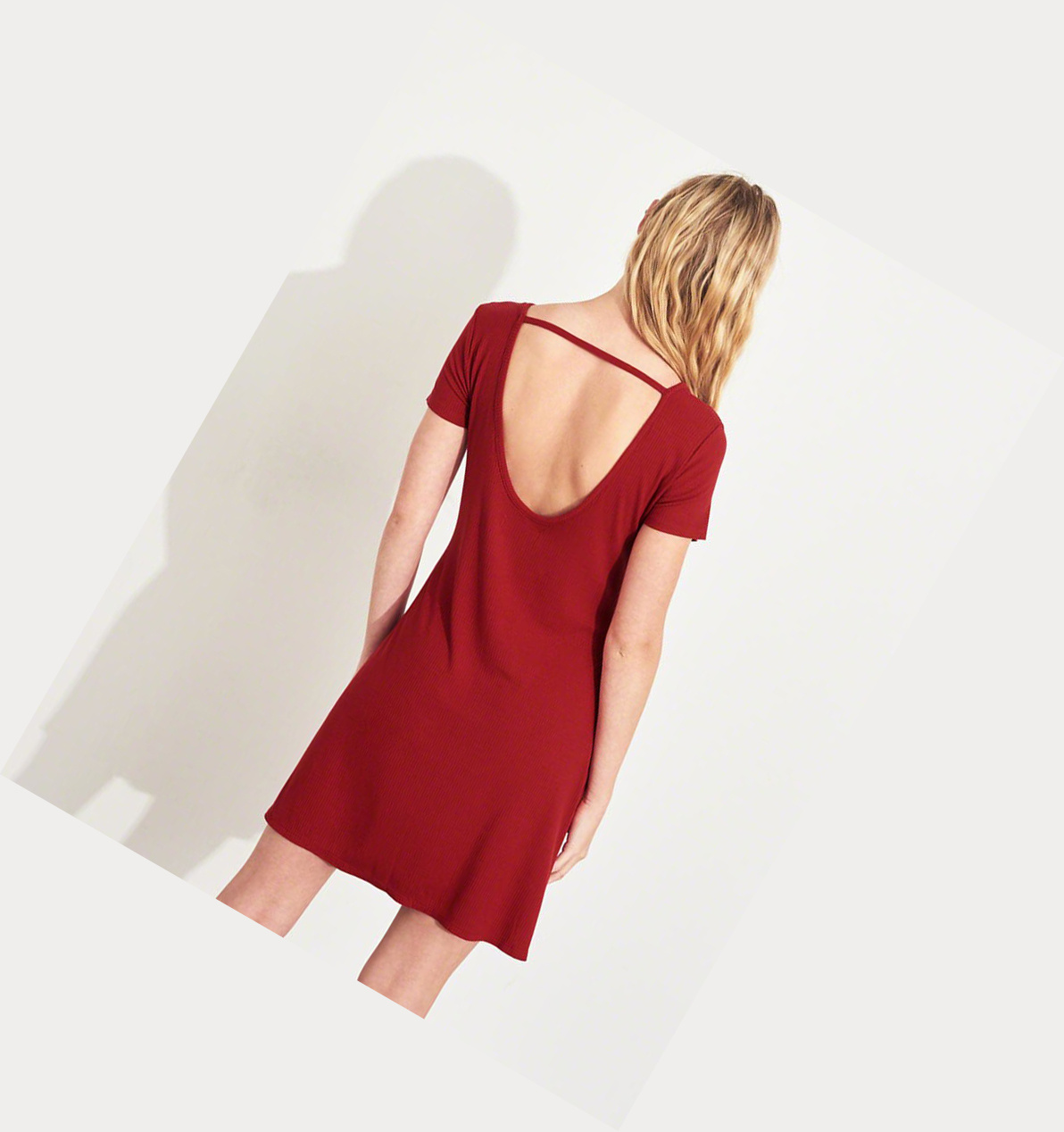 Red Women's Hollister Open-Back T-Shirt Dress | UK-713PKSO