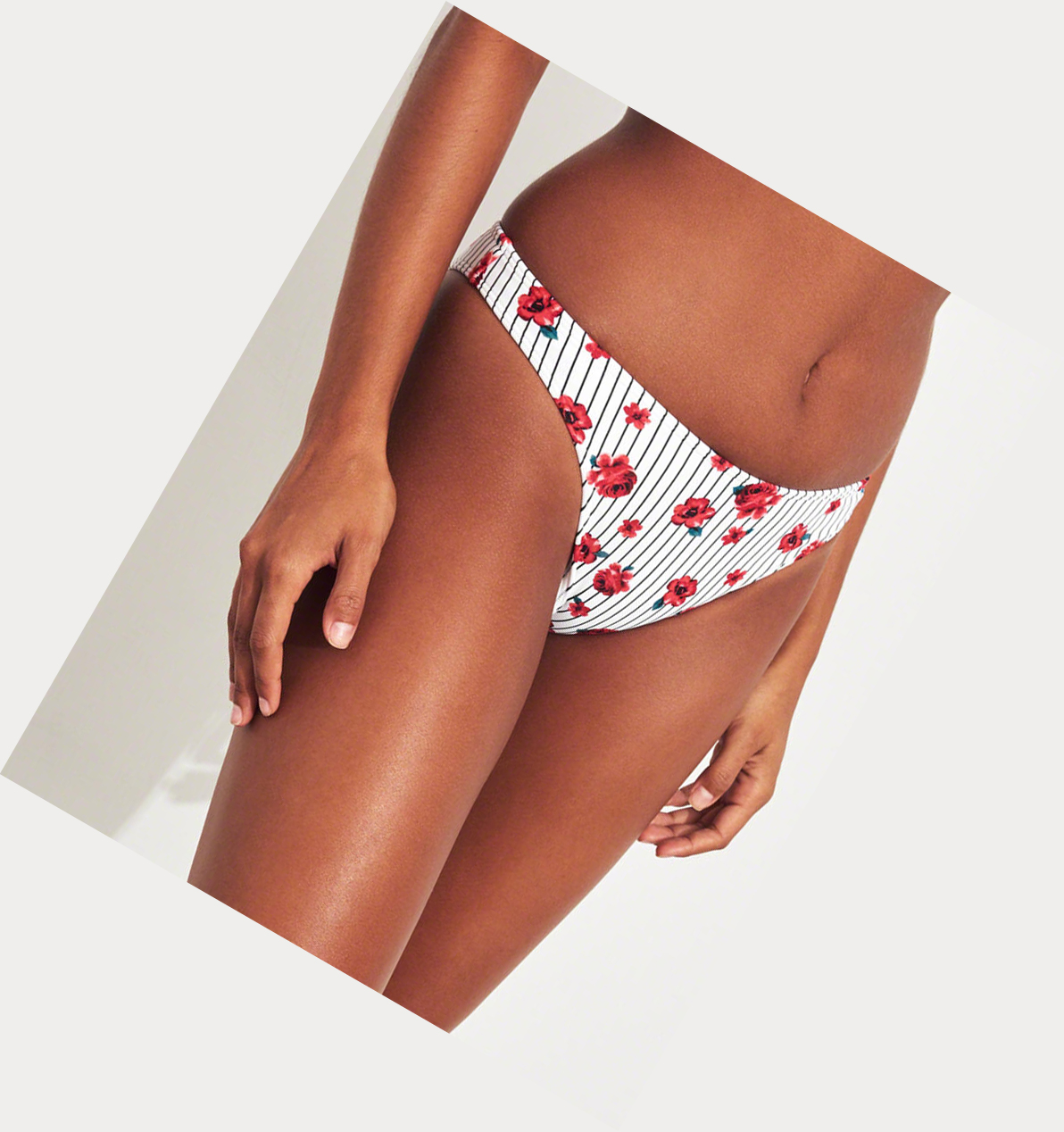 Red Women's Hollister Stripe High-Leg Bikini Bottoms | UK-493SFUD