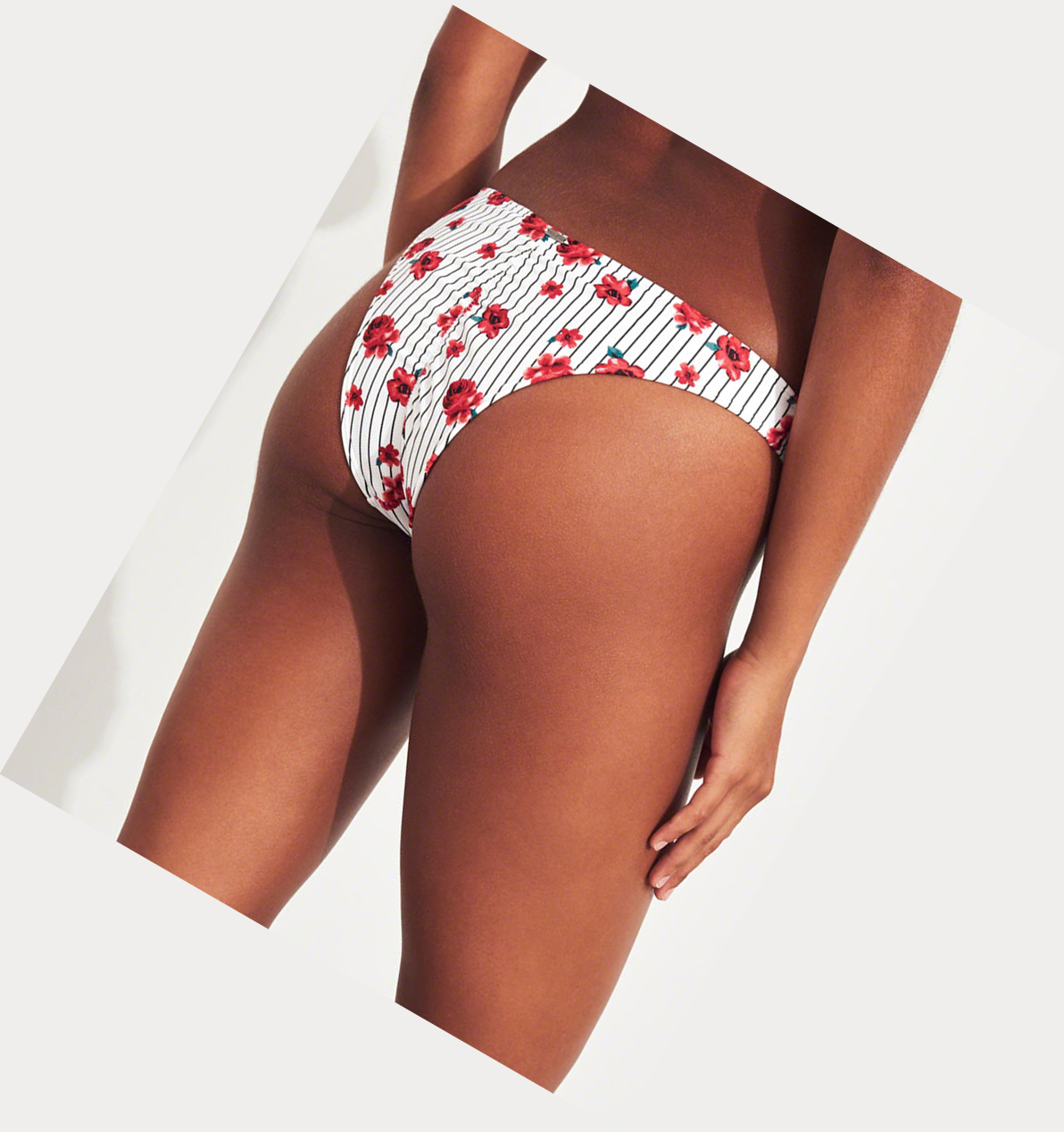 Red Women's Hollister Stripe High-Leg Bikini Bottoms | UK-493SFUD