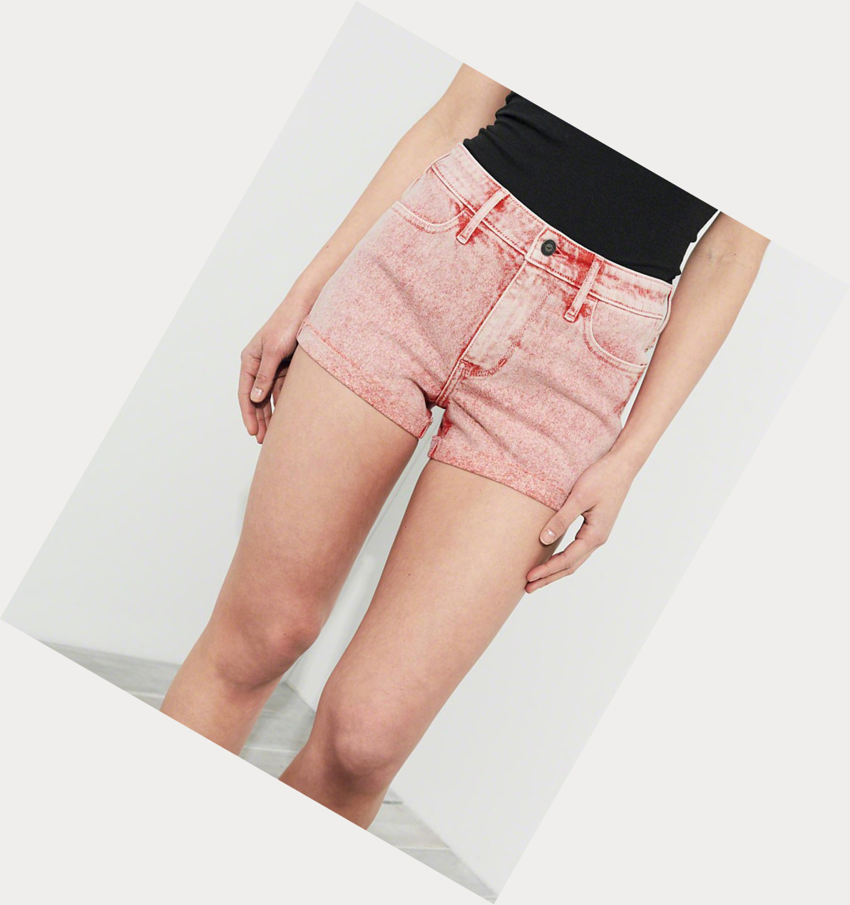 Red Women's Hollister Vintage Stretch High-Rise Denim Shorts | UK-965BDXA