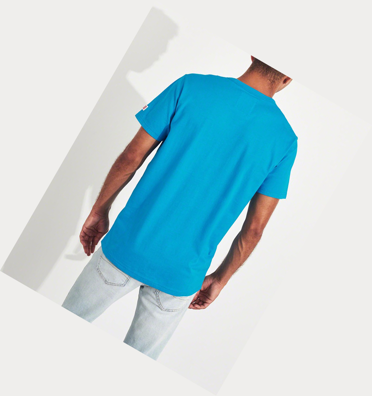 Turquoise Men's Hollister Logo Short Sleeve | UK-367OBWP