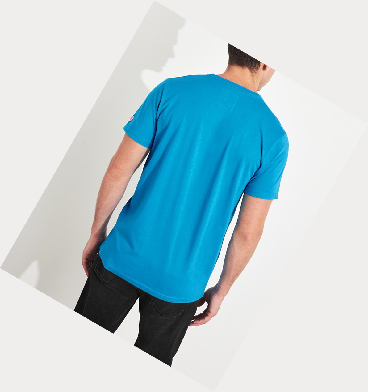 Turquoise Men's Hollister Logo Short Sleeve | UK-472EPTZ