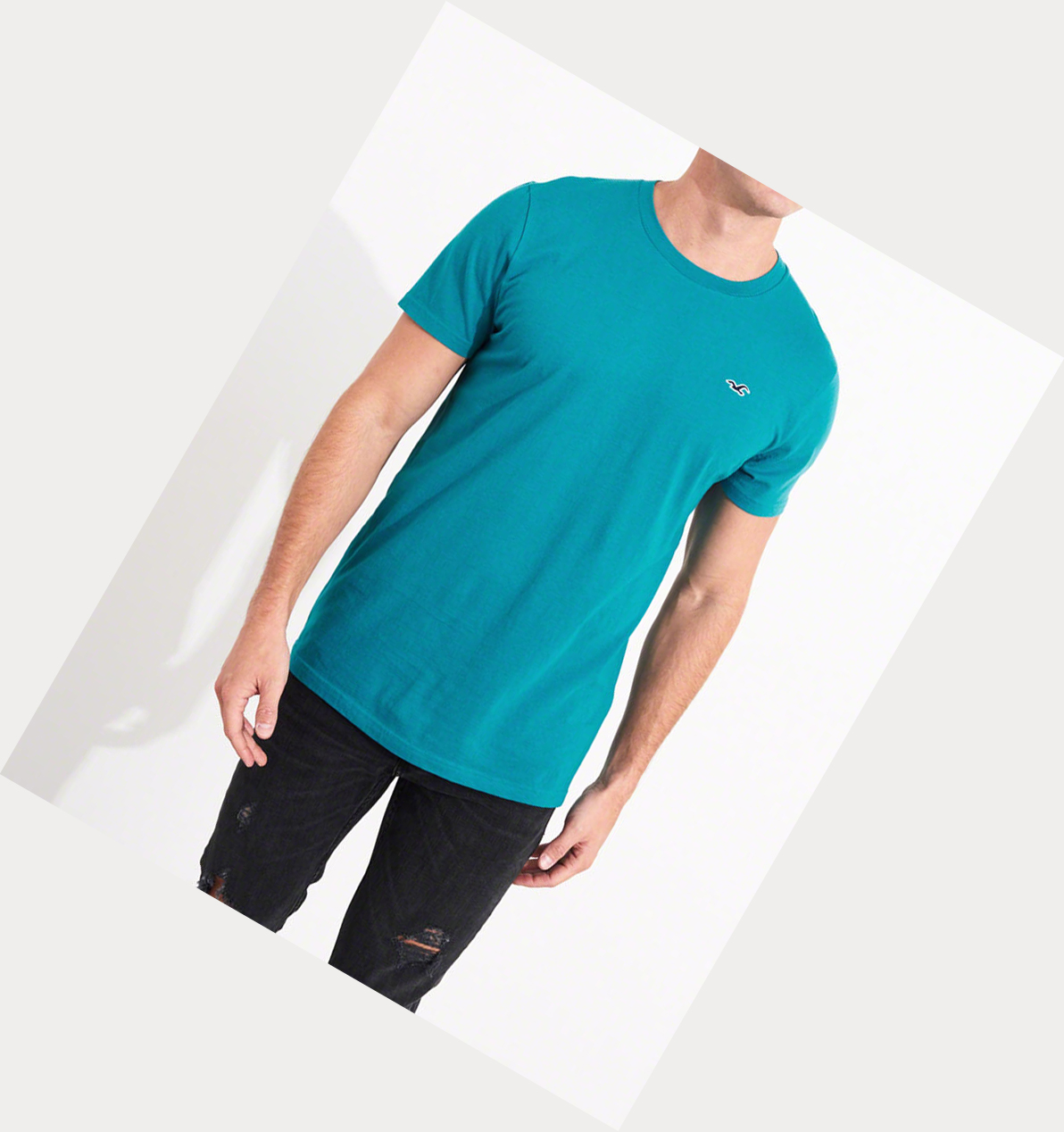 Turquoise Men's Hollister Must-Have Crewneck Short Sleeve | UK-347YXWO