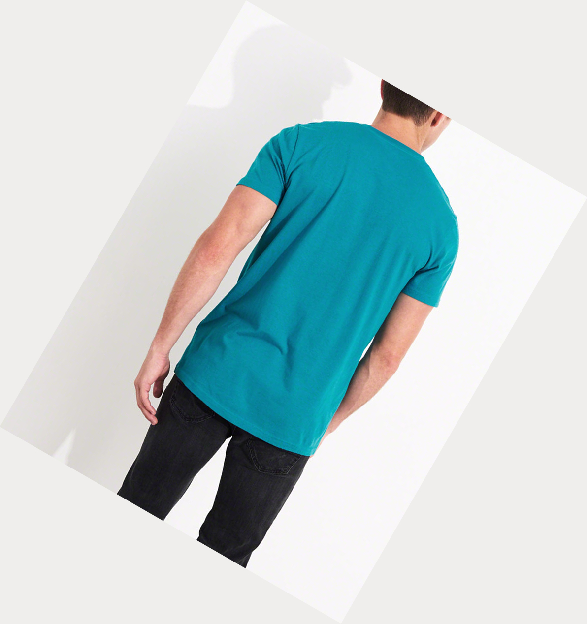 Turquoise Men's Hollister Must-Have Crewneck Short Sleeve | UK-347YXWO