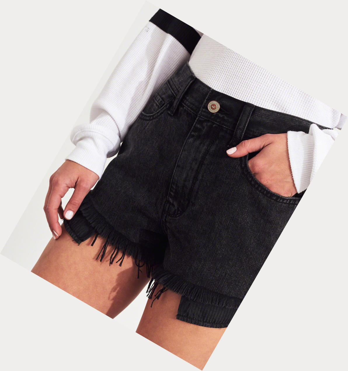 Wash Black Women's Hollister High-Rise Denim Vintage Shorts | UK-538SGJB